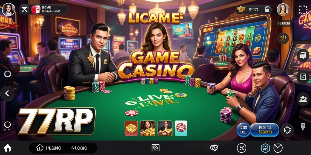 Screenshot utama dari gameplay Live Casino 77RP.