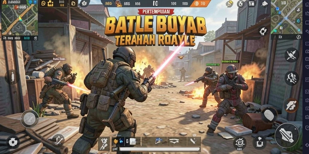 Screenshot gameplay AA666 yang menampilkan pertempuran Battle Royale yang mendebarkan.