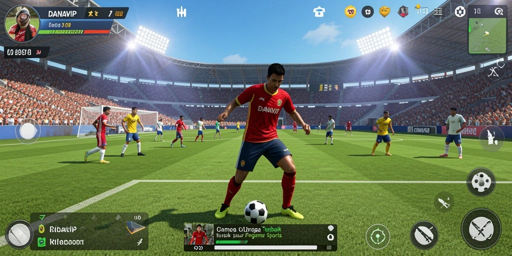 Tampilan gameplay menarik dalam DANAVIP yang menggambarkan suasana olahraga.