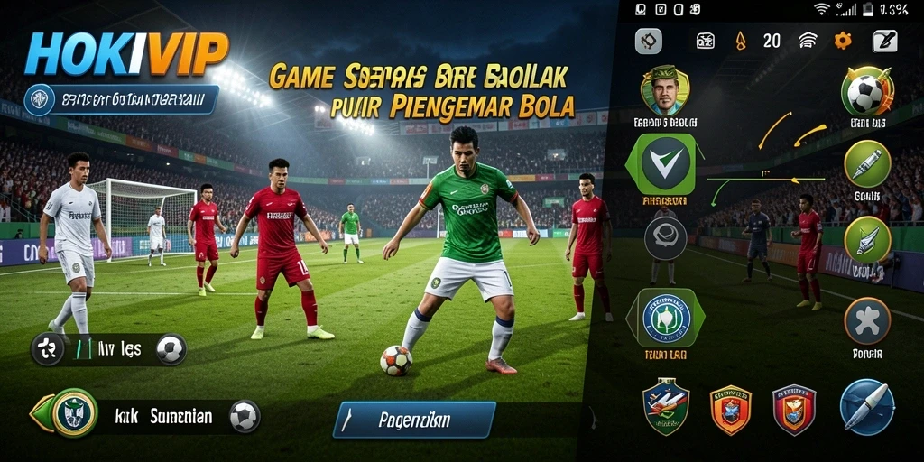 Screenshot gameplay HOKIVIP menampilkan aksi seru dari pertandingan sepak bola.