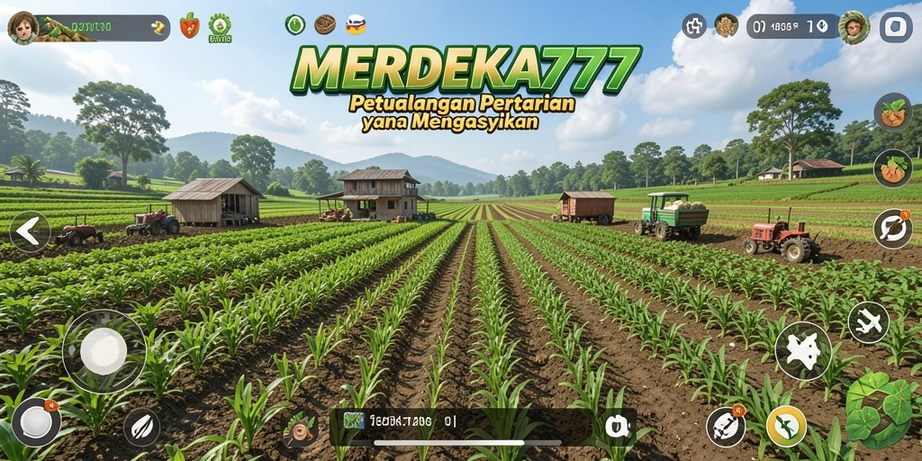 Tampilan gameplay <strong>MERDEKA777</strong> menampilkan suasana pertanian yang hidup dan menantang.
