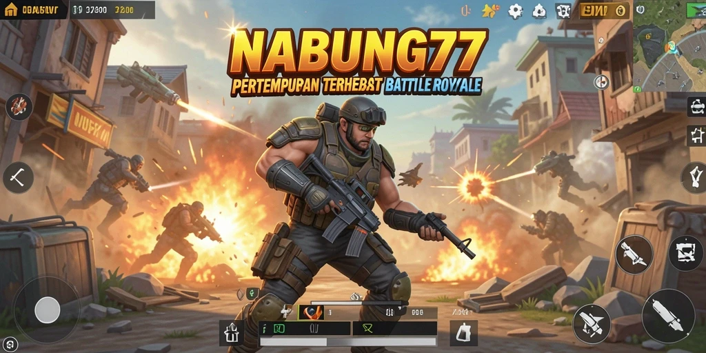 Gameplay intens di NABUNG77 saat bertempur di arena Battle Royale.
