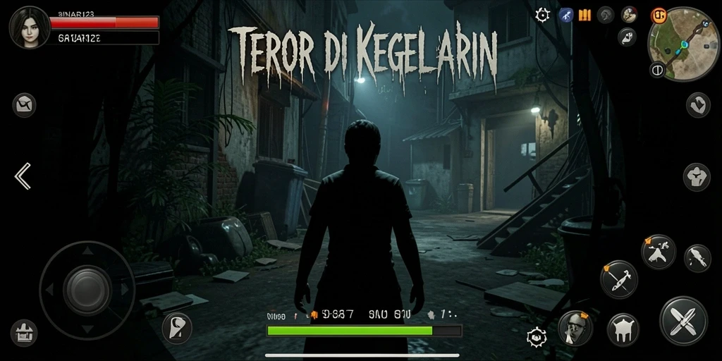 Tampilan gameplay SINAR123 dengan suasana akrab dan menakutkan.